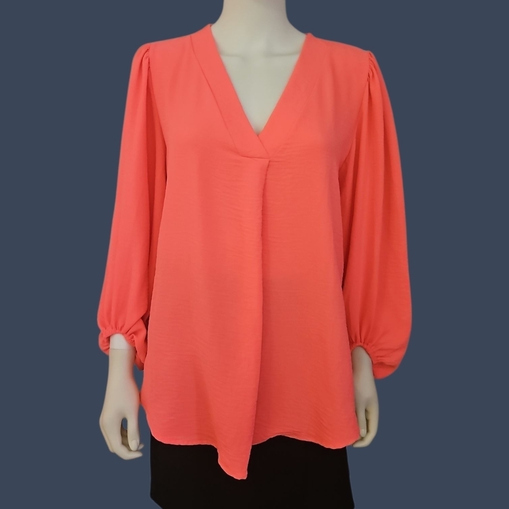 JESS LEA Neon Pink V-Neck Balloon Sleeve Blouse